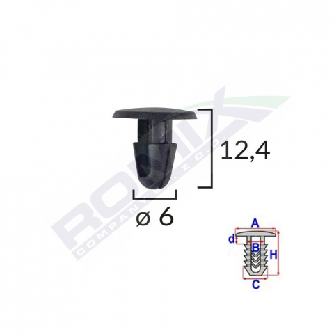 CONSUMABILE SERVICE - CLIPS FIXARE PENTRU TOYOTA/LEXUS 6X12.4MM - NEGRU SET 10 BUC