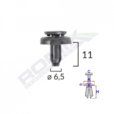 CONSUMABILE SERVICE - CLIPS FIXARE PENTRU TOYOTA6.5X11MM NEGRU SET 10 BUC