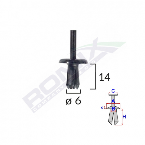 CLIPS FIXARE PENTRU VOLVO 6X14MM - NEGRU SET 10 BUC [1]