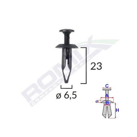 ECHIPAMENTE SERVICE - CLIPS FIXARE UNIVERSAL 6.5X23MM - NEGRU SET 10 BUC