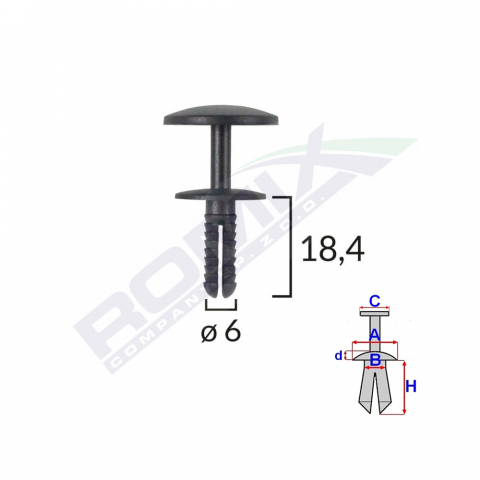 CONSUMABILE SERVICE - CLIPS FIXARE UNIVERSAL 6X18.4MM - NEGRU SET 25 BUC