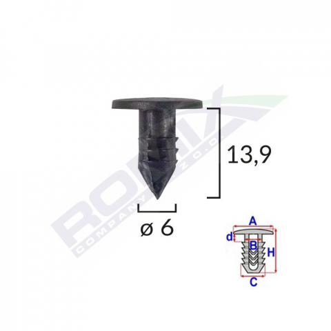 CONSUMABILE SERVICE - CLIPS GARNITURI PENTRU FIAT 6X13.9 - NEGRU SET 25 BUC