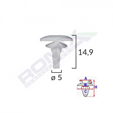 CLIPS GARNITURI PENTRU MITSUBISHI/TOYOTA/HONDA/HYUNDAI/LEXUS 5X14.9MM - ALB SET 10 BUC [1]