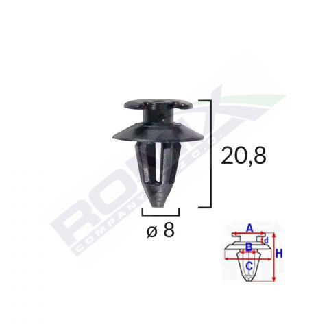 CONSUMABILE SERVICE - CLIPS TAPITERIE PENTRU AUDI/BMW/SEAT/VW 8X20.8MM - NEGRU SET 10 BUC