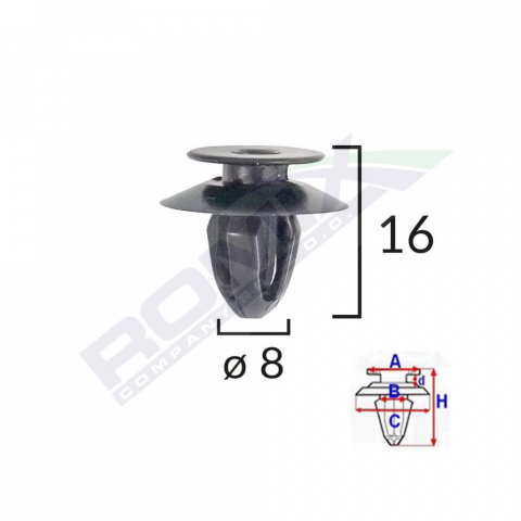 CONSUMABILE SERVICE - CLIPS TAPITERIE PENTRU BMW MINI 8X16MM - NEGRU SET 10 BUC