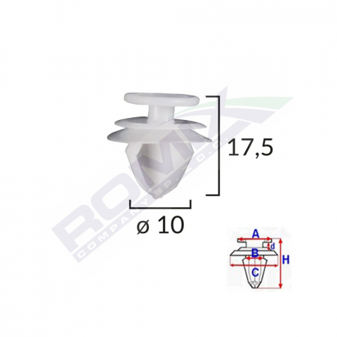 ECHIPAMENTE SERVICE - CLIPS TAPITERIE PENTRU CITROEN/PEUGEOT/VOLVO 10X17.5MM - GRI SET 10 BUC