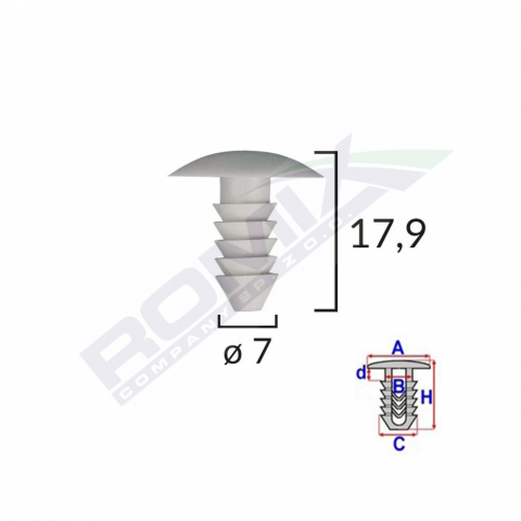CLIPS TAPITERIE PENTRU FIAT 7X17.9MM - GRI SET 10 BUC [1]