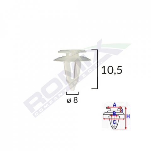 CONSUMABILE SERVICE - CLIPS TAPITERIE PENTRU FIAT/AUDI 8X10.5MM - ALB SET 10 BUC