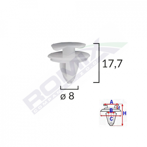 CONSUMABILE SERVICE - CLIPS TAPITERIE PENTRU FIAT/LANCIA/ALFA ROMEO/RENAULT - ALB SET 25 BUC