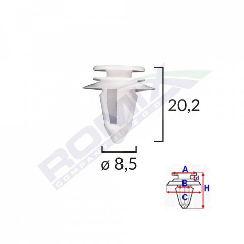 CLIPS TAPITERIE PENTRU FORD/MINI/VOLVO/MERCEDES 8.5X20.2MM - ALB SET 10 BUC [1]