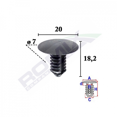 CONSUMABILE SERVICE - CLIPS TAPITERIE PENTRU GRUP VAG 7X18.2MM NEGRU - SET 10 BUC