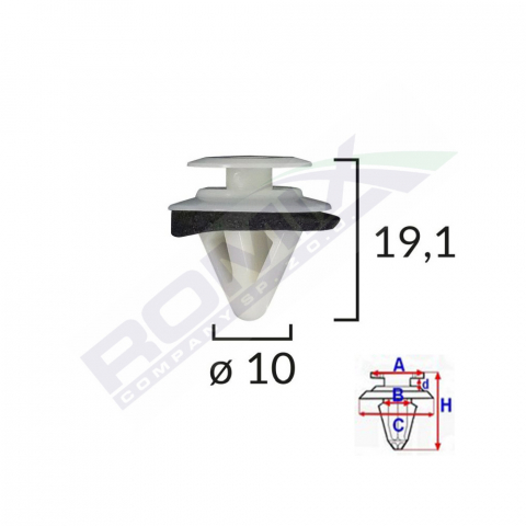 CONSUMABILE SERVICE - CLIPS TAPITERIE PENTRU MAZDA/SUBARU 10X19.1MM - ALB SET 10 BUC