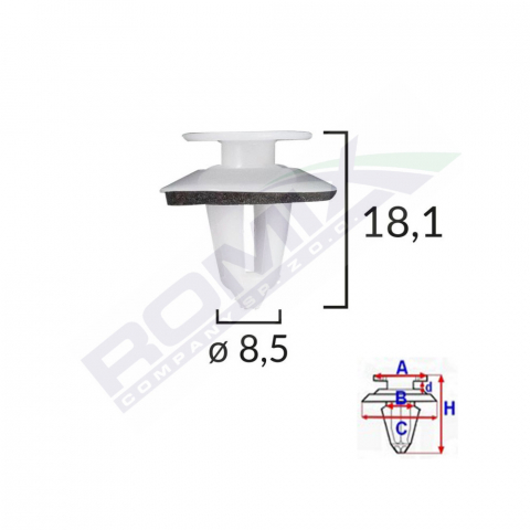 CONSUMABILE SERVICE - CLIPS TAPITERIE PENTRU MERCEDES 8.5X18.1MM ALB - SET 10 BUC
