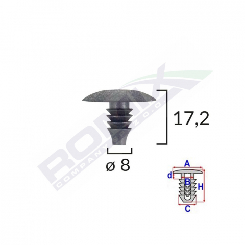 ECHIPAMENTE SERVICE - CLIPS TAPITERIE PENTRU VAG 8X17.2MM - NEGRU SET 10 BUC