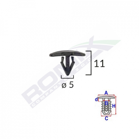 CONSUMABILE SERVICE - CLIPS TIP GARNITURA PENTRU CITROEN/PEUGEOT/RENAULT 5X11MM - NEGRU SET 25 BUC