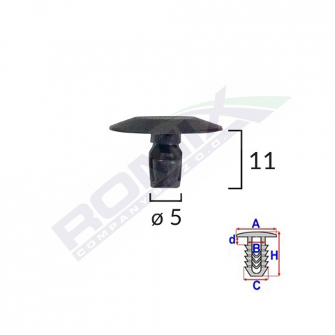CONSUMABILE SERVICE - CLIPS TIP GARNITURA PENTRU PEUGEOT 5X11MM - NEGRU SET 10 BUC
