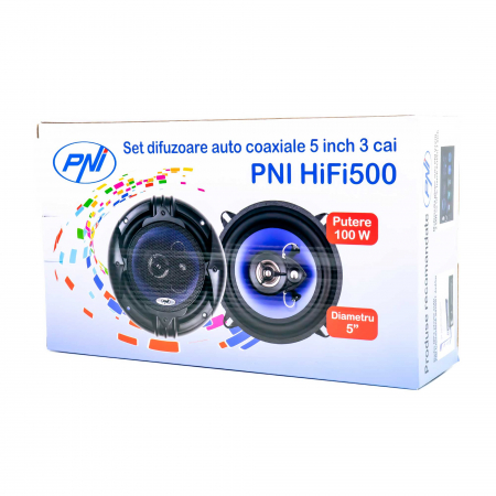 DIFUZOARE AUTO COAXIALE PNI HIFI500, 100W, 12.7 CM, 3 CAI, SET 2 BUC [1]