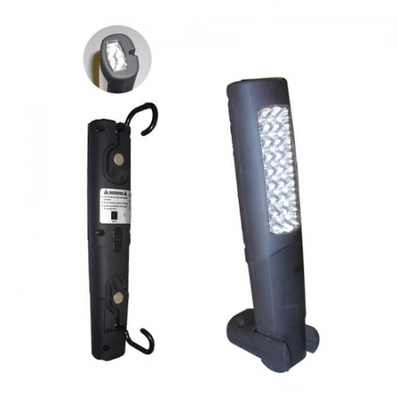 ELECTRICA / ELECTRONICA - LAMPA DE LUCRU PORTABILA 24+6 LEDURI DUBLU MAGNETICA. SUPORT SI BAZA METALICA JBM