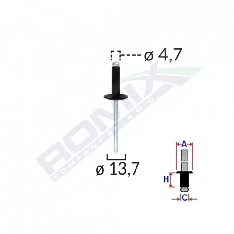 ECHIPAMENTE SERVICE - POPNIT UNIVERSAL NEGRU 4.7MM SET 10 BUC
