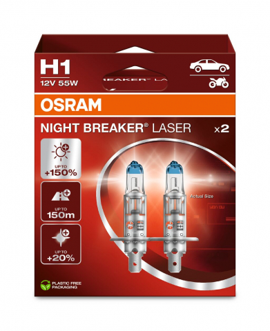 SET 2 BECURI 12V H1 55 W NIGHT BREAKER LASER NextGen +150% OSRAM [2]