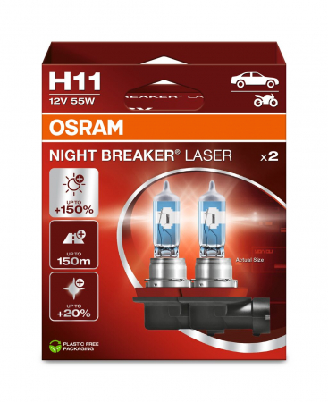BECURI AUTO - SET 2 BECURI 12V H11 55 W NIGHT BREAKER LASER NextGen +150% OSRAM