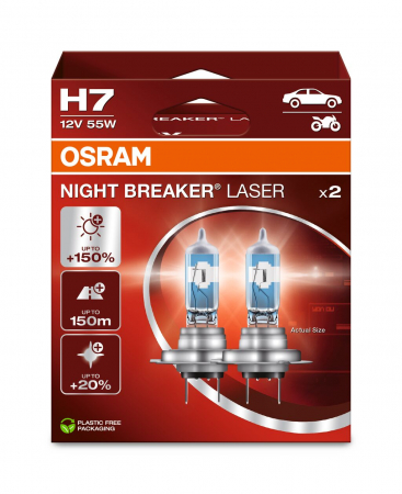 SET 2 BECURI 12V H7 55 W NIGHT BREAKER LASER NextGen +150% OSRAM [2]