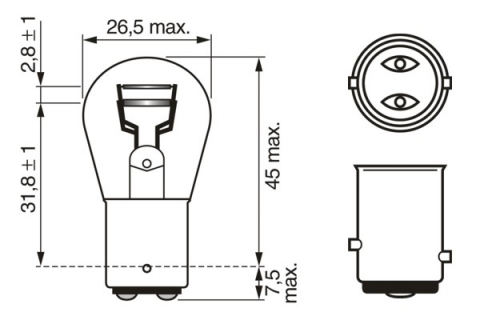 SET 2 BECURI 12V P21/5W 5W / 21W PURE LIGHT (blister) BOSCH [6]