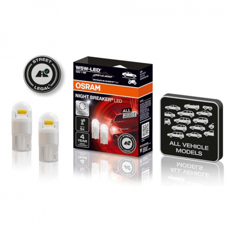 SET 2 BECURI NIGHT BREAKER LED W5W OMOLOGARE RAR OSRAM [2]