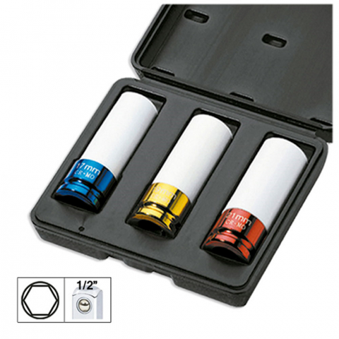 SCULE SI ECHIPAMENTE - SET 3 TUBULARE IMPACT DE 1/2` SP. EXTRACTIE ROTI JBM