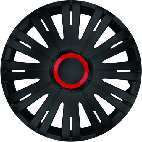ACCESORII AUTO - SET CAPACE ROTI 15` NEGRE CU INEL ROSU ACTIVE