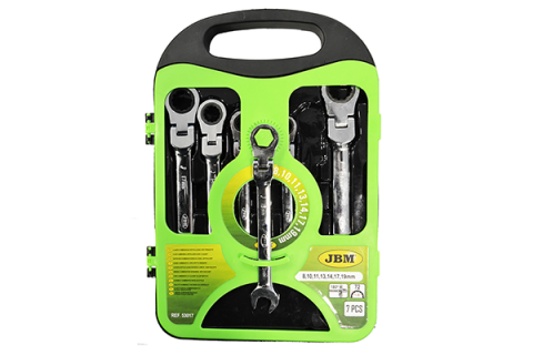 SCULE SI ECHIPAMENTE - SET DE 7 CHEI COMBINATE CU CLICHET SI CAP ROTATIV JBM