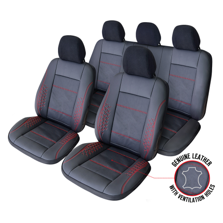 ACCESORII AUTO - SET HUSE SCAUN EXCLUSIVE LEATHER ATLAS NEGRU UMB-R