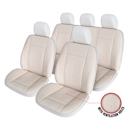 ACCESORII AUTO - SET HUSE SCAUN EXCLUSIVE LEATHER KING BEJ