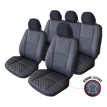ACCESORII AUTO - SET HUSE SCAUN EXCLUSIVE LEATHER QUEEN NEGRU UMB-W