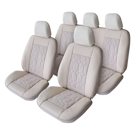 ACCESORII AUTO - SET HUSE SCAUN EXCLUSIVE LEATHER SI ALCANTARA BEJ