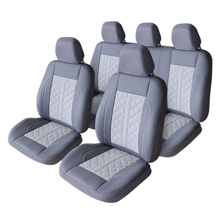 ACCESORII AUTO - SET HUSE SCAUN EXCLUSIVE LEATHER SI ALCANTARA GRI