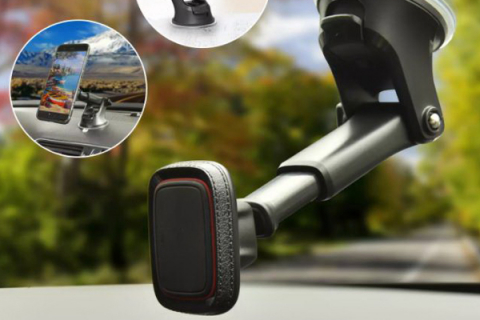 SUPORT TELEFON AUTO MAGNETIC CU FIXARE PE BORD/PARBRIZ CU VENTUZA [5]