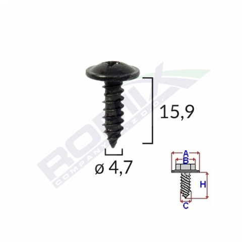 CONSUMABILE SERVICE - SURUB FIXARE ALFA ROMEO. FIAT. BMW 4.7X15.9MM - NEGRU SET 10BUC