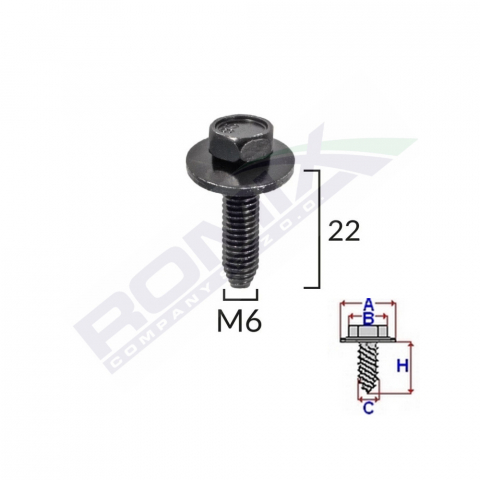CONSUMABILE SERVICE - SURUB FIXARE ELEMENTE EXTERIOR PENTRU PEUGEOT, CITROEN 6X22MM SET 5 BUC