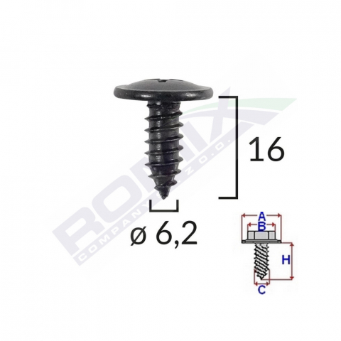 CONSUMABILE SERVICE - SURUB FIXARE ELEMENTE EXTERIOR PENTRU TOYOTA, KIA, HYUNDAI 6.2X16MM SET 10 BUC