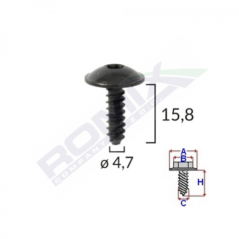 ECHIPAMENTE SERVICE - SURUB FIXARE ELEMENTE ROATA PENTRU VAG 4.7X15.8MM - NEGRU SET 10 BUC