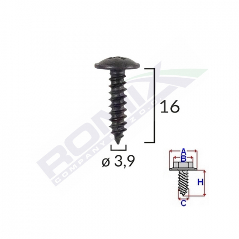 ECHIPAMENTE SERVICE - SURUB UNIVERSAL FIXARE NEGRU 3.9X16MM SET 25 BUC