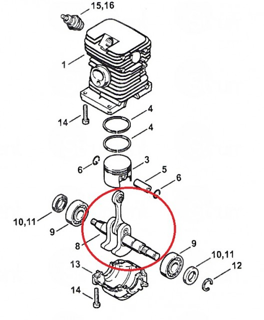 Ambielaj drujba compatibil Stihl MS 180, 018, MS 191T TAIWAN [2]