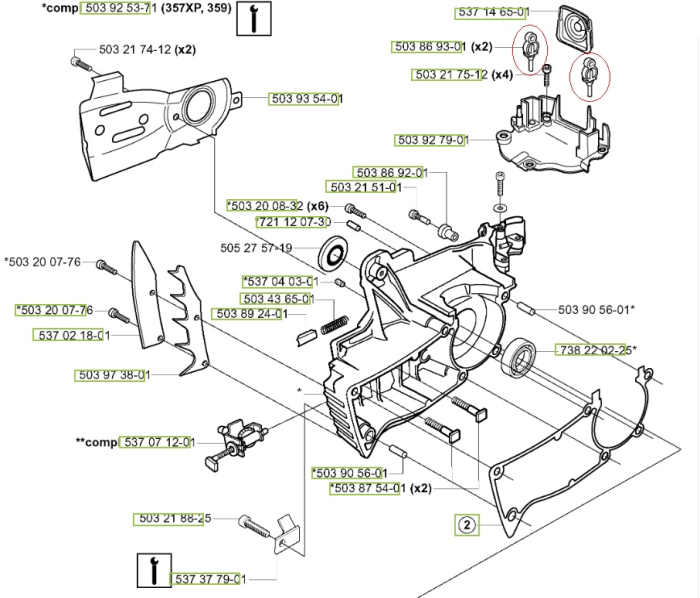Amortizor drujba Husqvarna 135, 140, 340, 345, 350, 346xp, 351, 353, 357, 359, 435, 440, 445, 450, 455, 460 (cauciuc) [2]