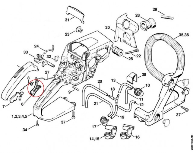 Buton acceleratie drujba compatibil Stihl MS 210, MS 230, MS 250, 021, 023, 025 [2]