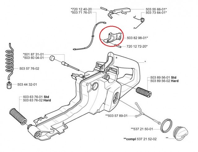 Buton acceleratie drujba Husqvarna 362, 365, 371, 372 [2]