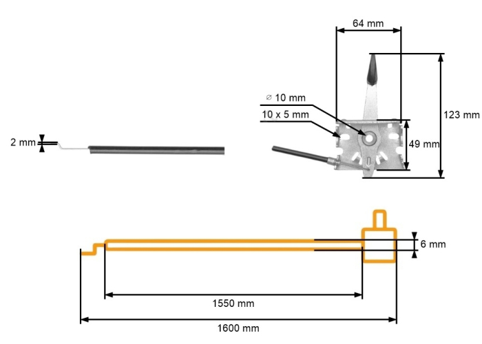 Cablu acceleratie + maneta motor universal 150 cm [3]