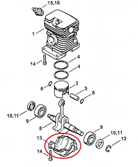 Capac cilindru compatibil Stihl MS 170, MS 180, 017, 018 [2]