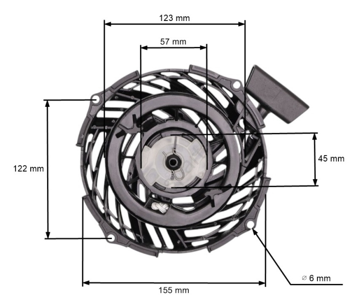 Demaror Briggs & Stratton model 09P702, series 450E, 500E, 550E, 575E [1]