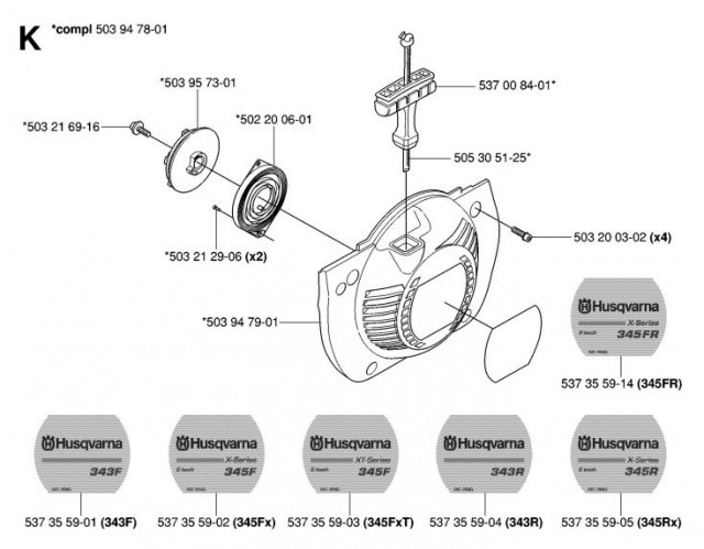 Demaror motocoasa Husqvarna 345FR, 343F, 345R [3]